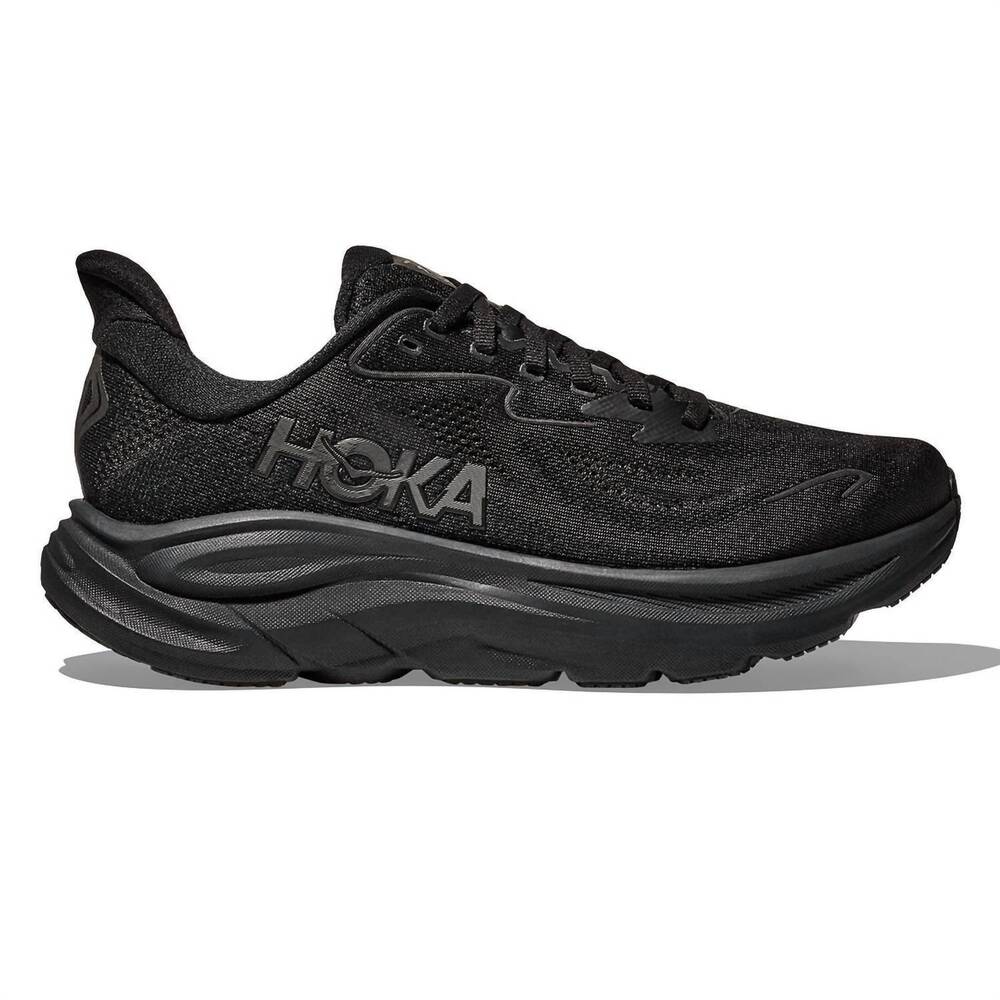 NEW HOKA women's clifton 10 running shoes - wide in black/black